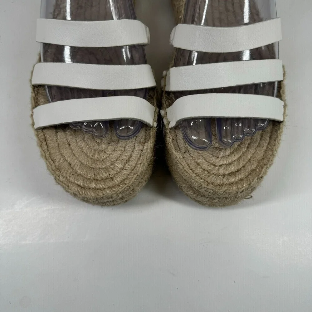 J. Crew Women's 8 White Leather Ankle Strap Gladiator Espadrille Flatform Sandal